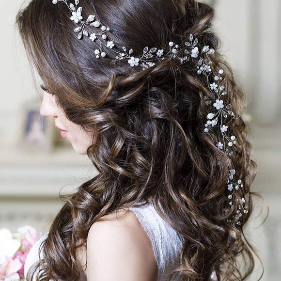 Bride Hair Vine Rose Gold Crystal Pearl Headband Evening Prom Women Hair Piece
